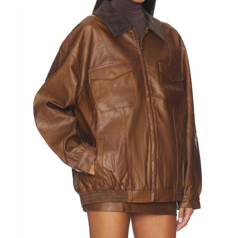 NEW SHOW ME YOUR MUMU maverick bomber jacket in chestnut brown - Picture 4 of 5